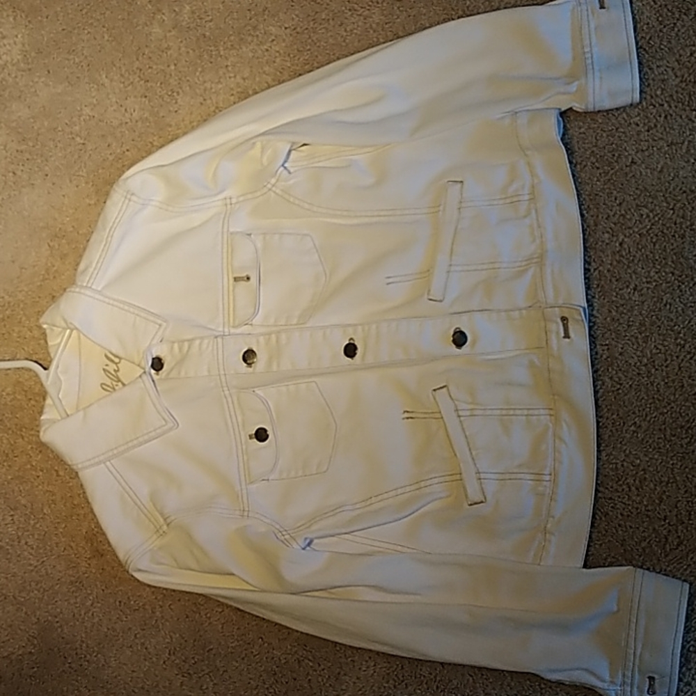J Jill white denim jacket